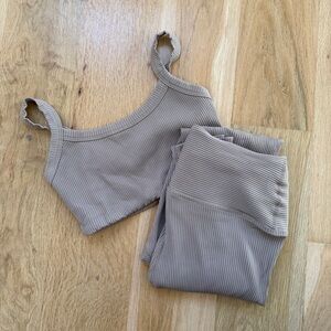 Year of Ours Tan Ribbed Bra & Legging Set